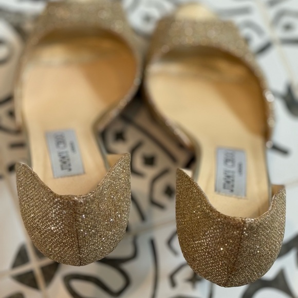 Jimmy Choo Gold Peep Toe Heels